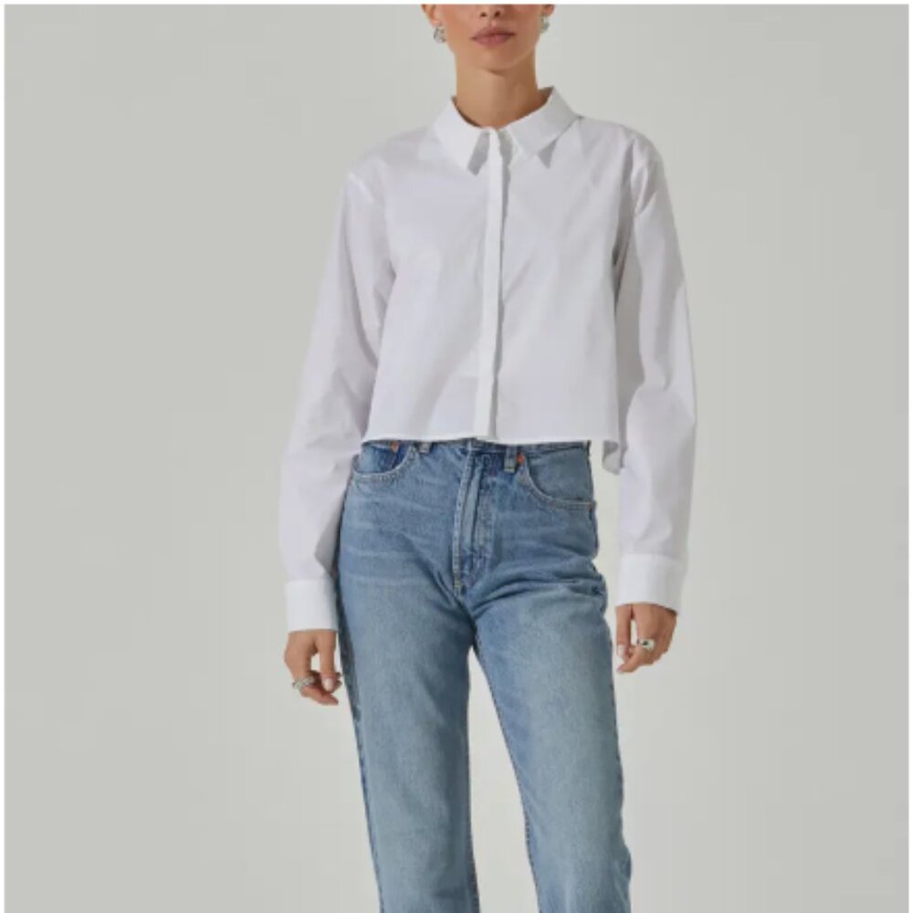 Astr The Label Tie Back Crop Button Up Shirt - image 5